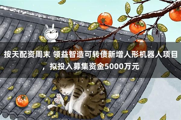 按天配资周末 领益智造可转债新增人形机器人项目，拟投入募集资金5000万元